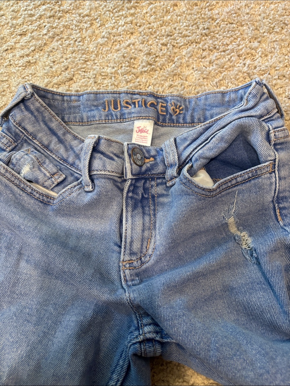 Justice Light Blue Boyfriend Jeans with Subtle Distress